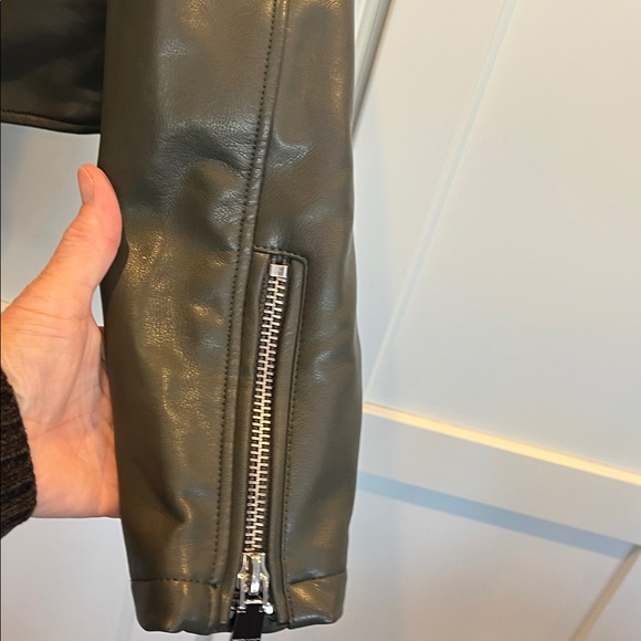 REBECCA MINKOFF Rebecca Minkoff Dark Green Vegan Leather Moto Jacket Size XS - Picture 6 of 11